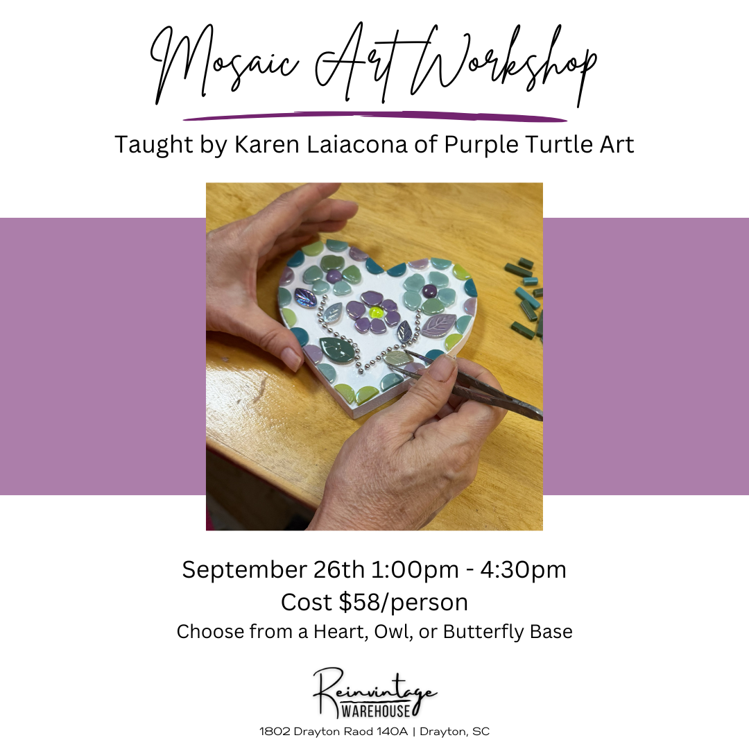 Mosaic Art Workshop with Purple Turtle Art
