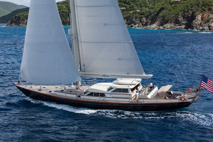 The 108-foot Marae is the largest sailing vessel (to date) in the show. (photo credit: Nicholson Yachts / Jeff Brown)