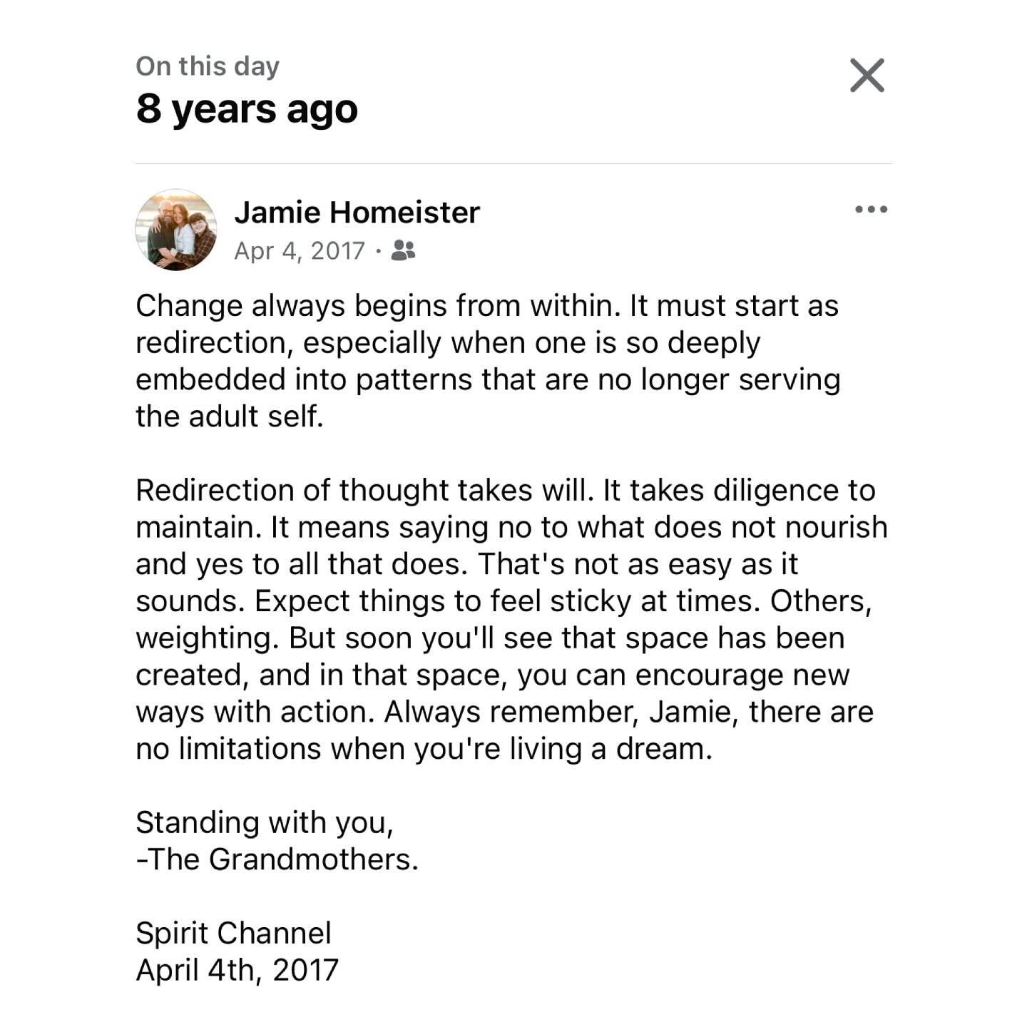 I post these channels periodically from an era of my life when I was needing a lot of support.  I was recently told how meaningful sharing one was to somebody, so as this one popped up I figured why not share it too?

For those wondering, a channeled