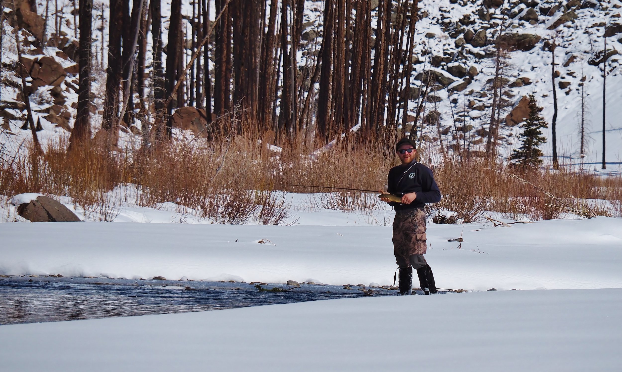  Dakota relishing in a successful catch after a long post-holing hike the previous day 