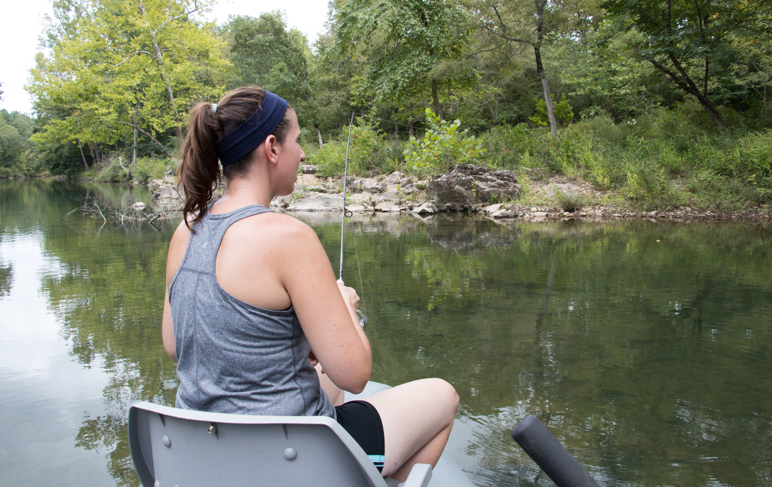  Katie fishing for the multiple species of sunfish that the South Fork has to offer. 