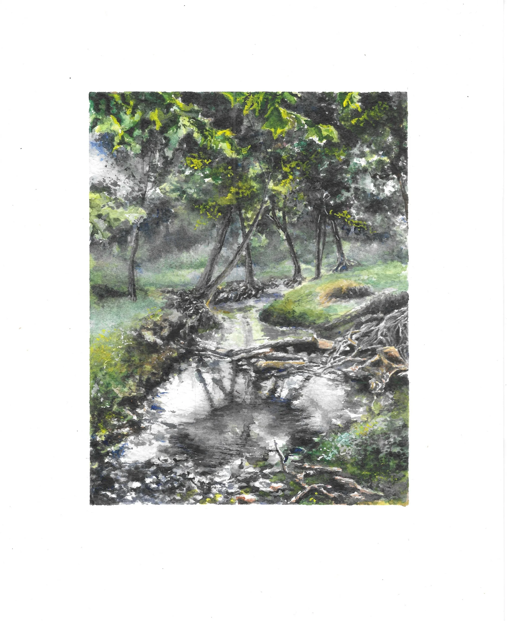  Watercolor with gouache Image size: 5" x 6 1/2" Paper size: 8" x 10" 