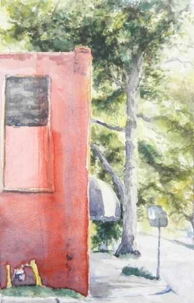 Red House and Chartreuse Trees
