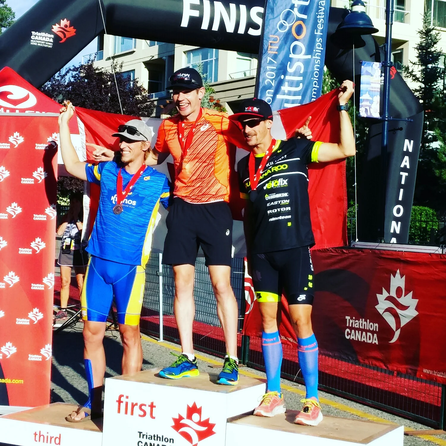 Podium finish with pros Killam and Symonds. National Aquathlon Championships in Penticton, British Columbia.