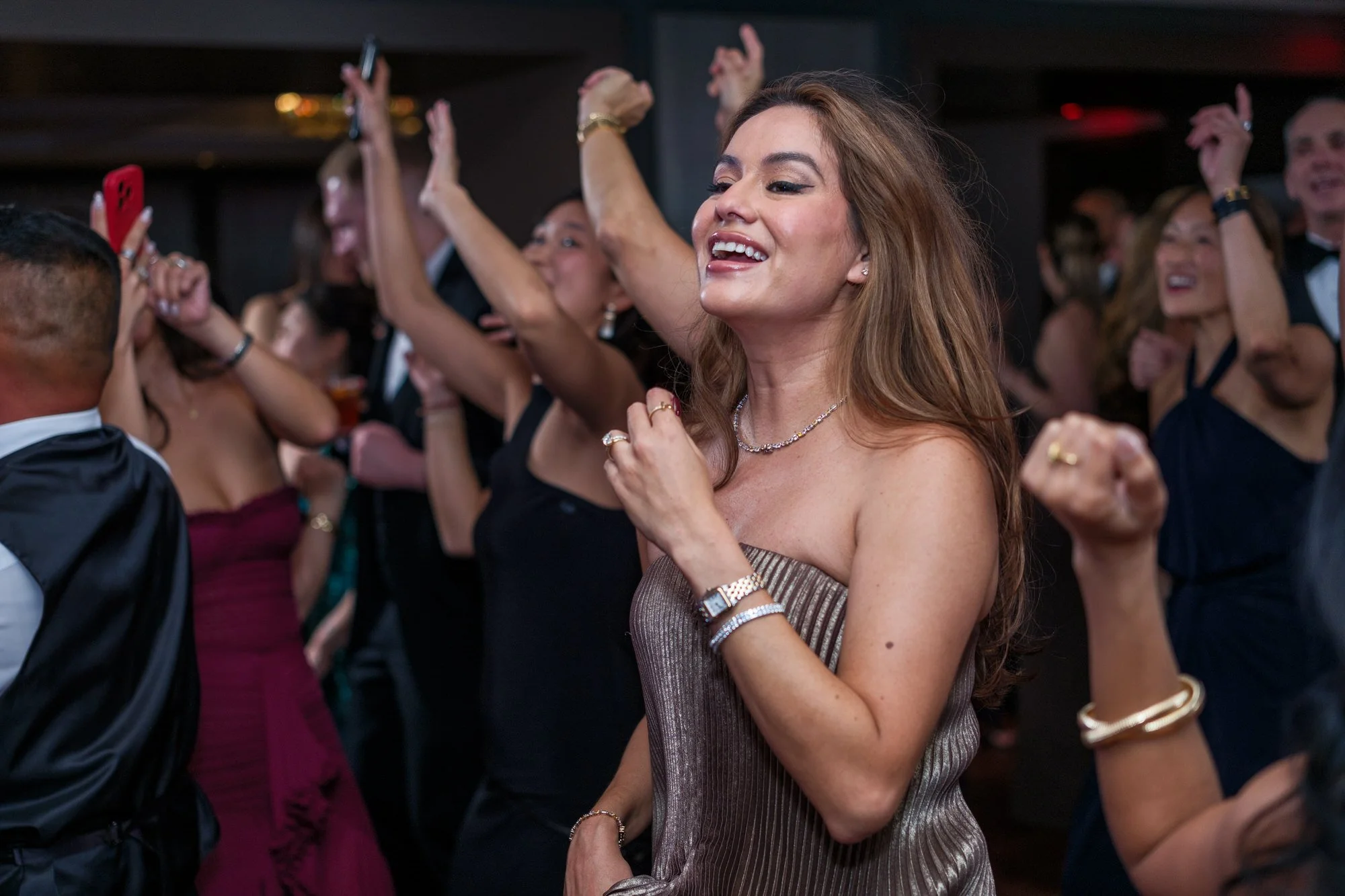 Guests at the UMass Club Boston Jewish wedding reception