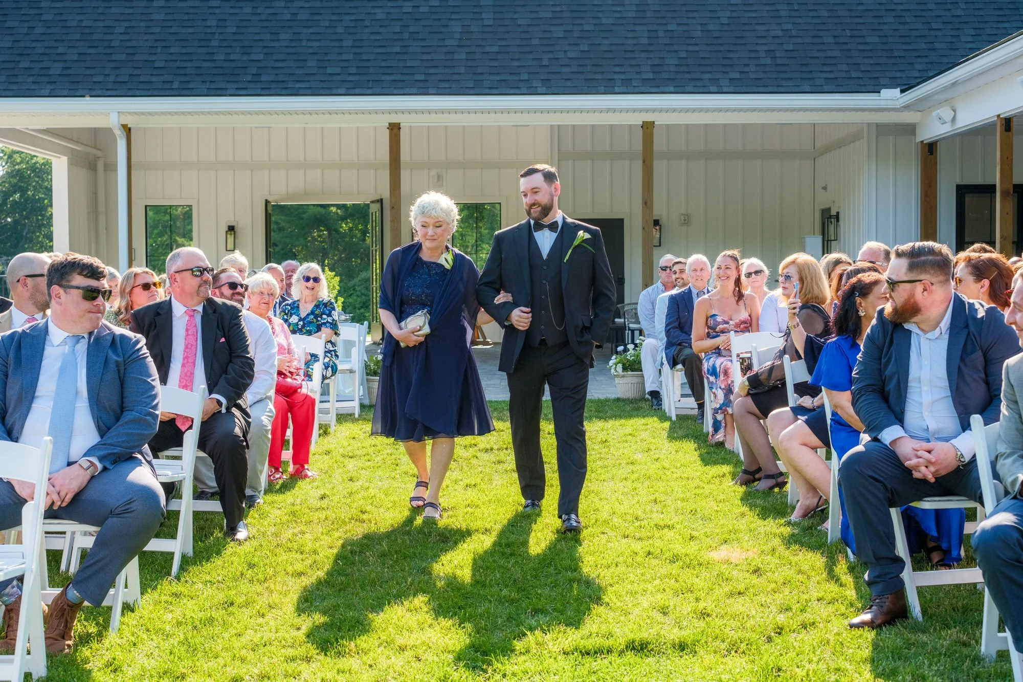 Wedding processional down the aisle at Hyla Brook Estate