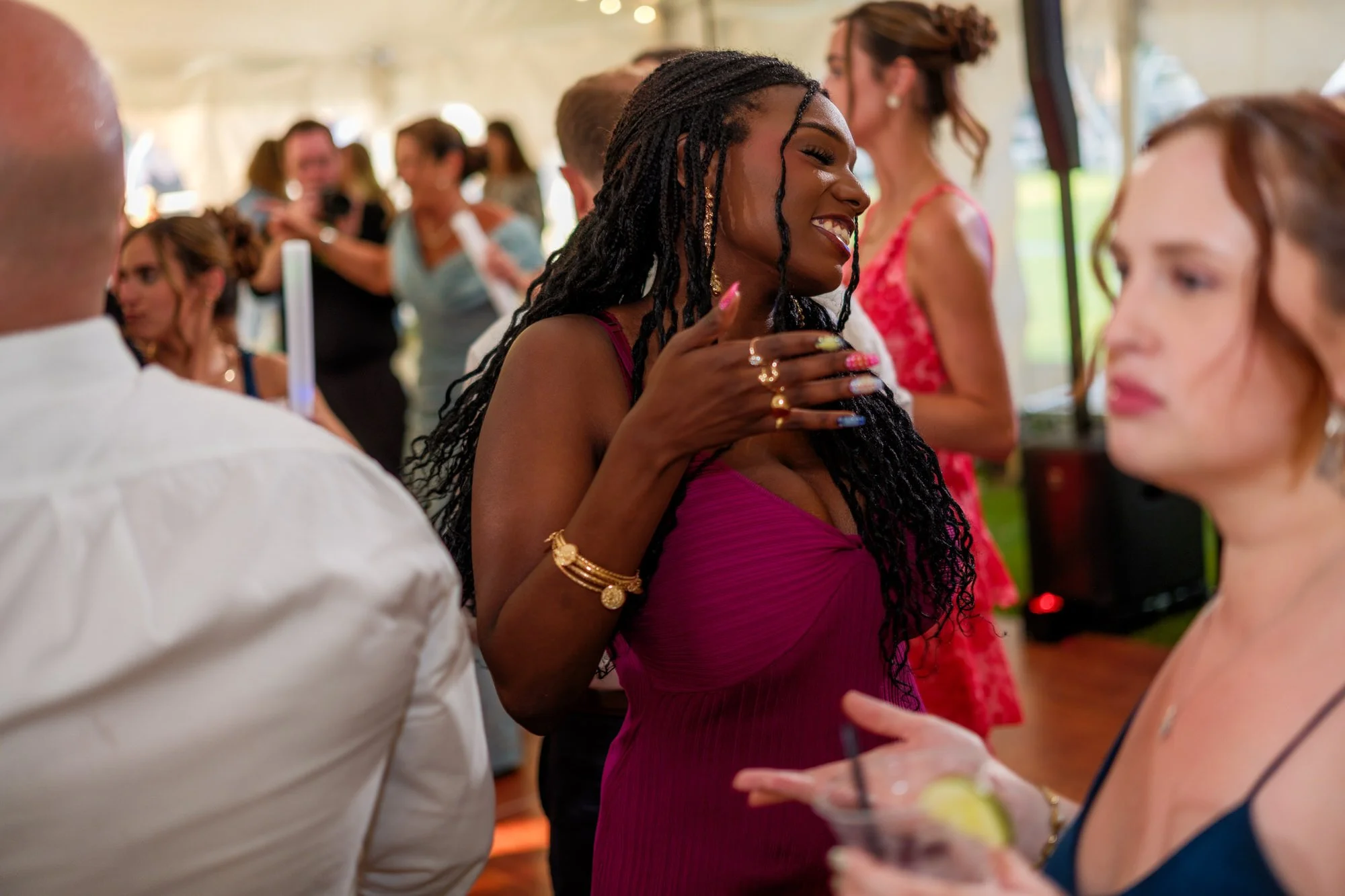 Guest enjoys the dance floor at Lake Morey Resort wedding reception