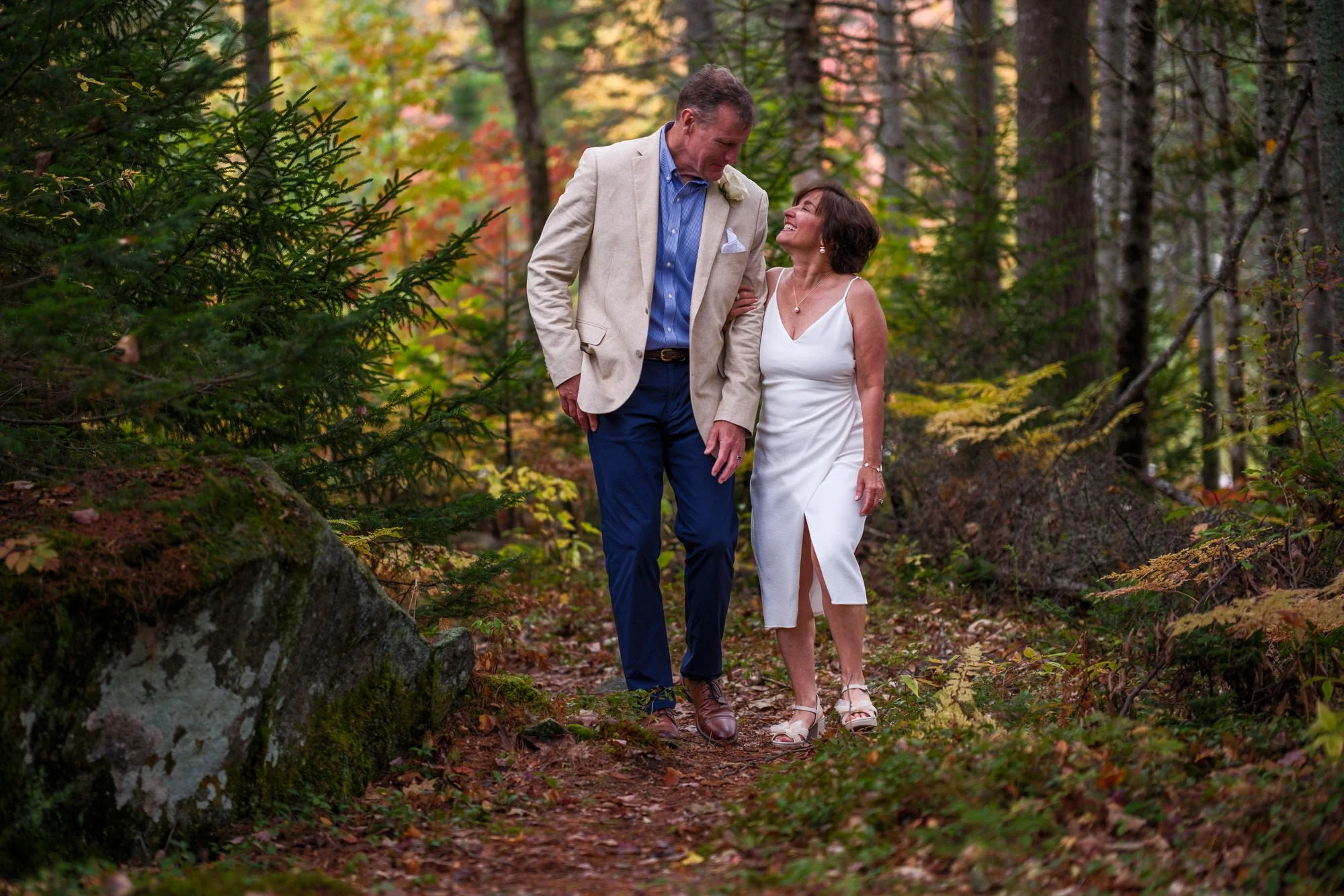 Bride and groom during their intimate outdoor elopement ceremony at a private estate in Whitefield, New Hampshire