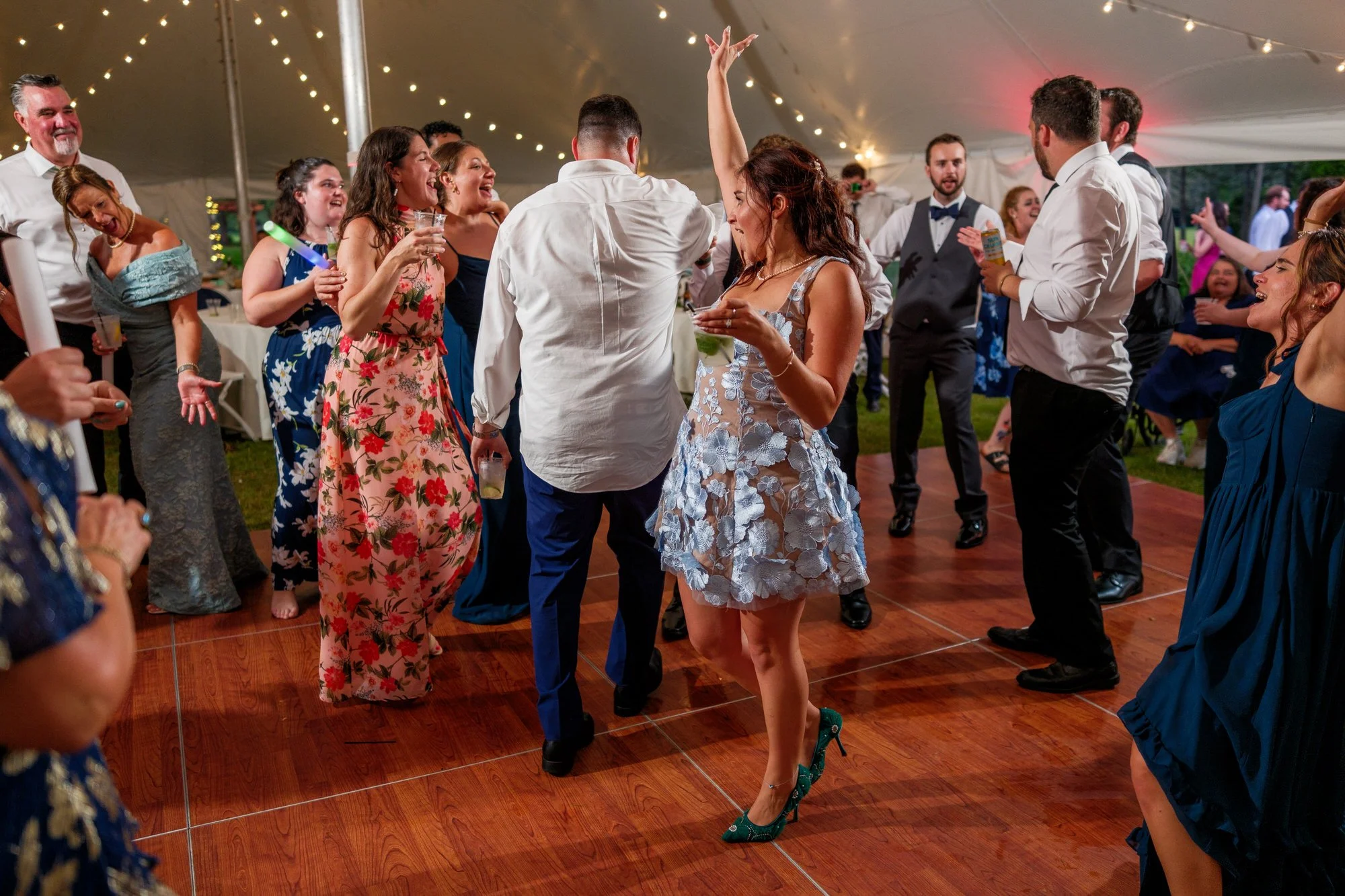 Wedding reception dance floor scene at Lake Morey Resort in Fairlee, Vermont