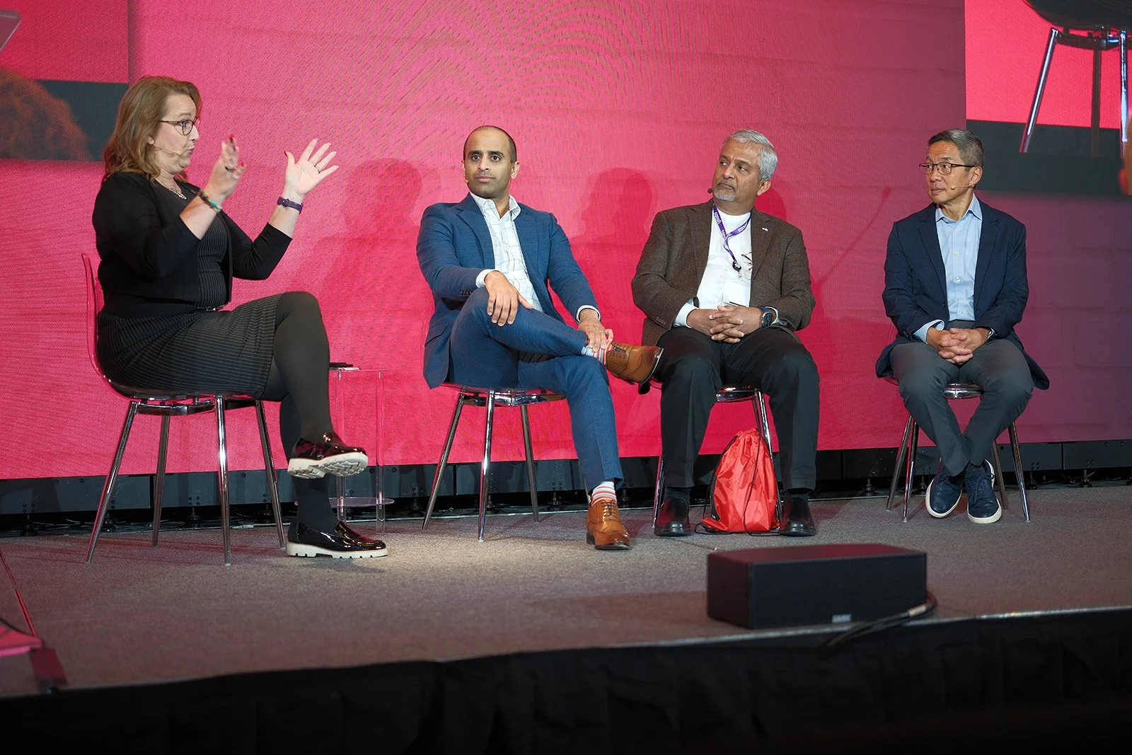 Moderator and three cardiologists participate in a panel discussion on stage at the HCMA 2024 Annual Patient Meeting in Boston