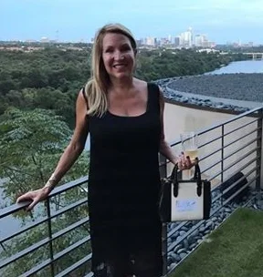 Lisa in custom Masha Osoianu Design little black dress