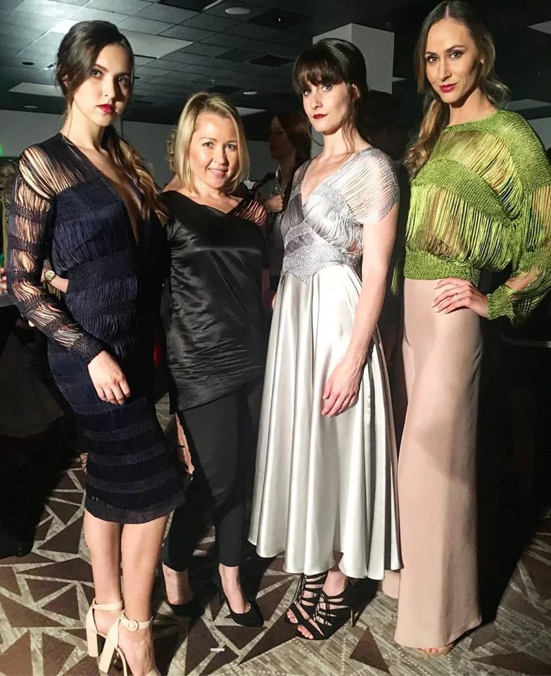 Masha with models backstage/AFW 2017