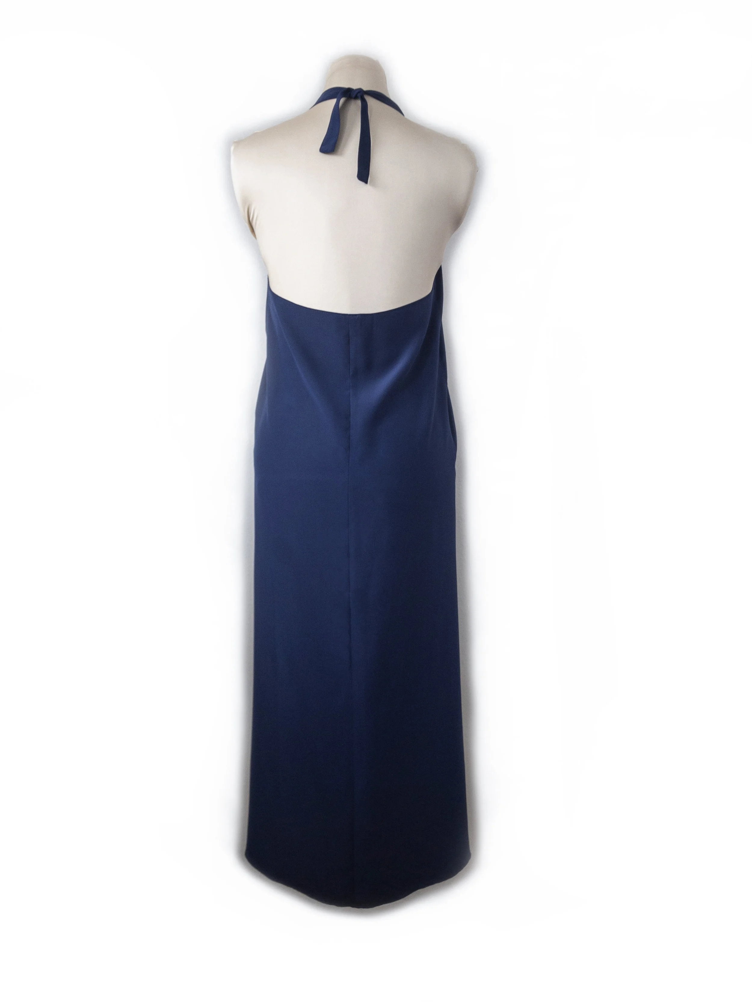 Triangle Halter Dress in Navy Back .jpg