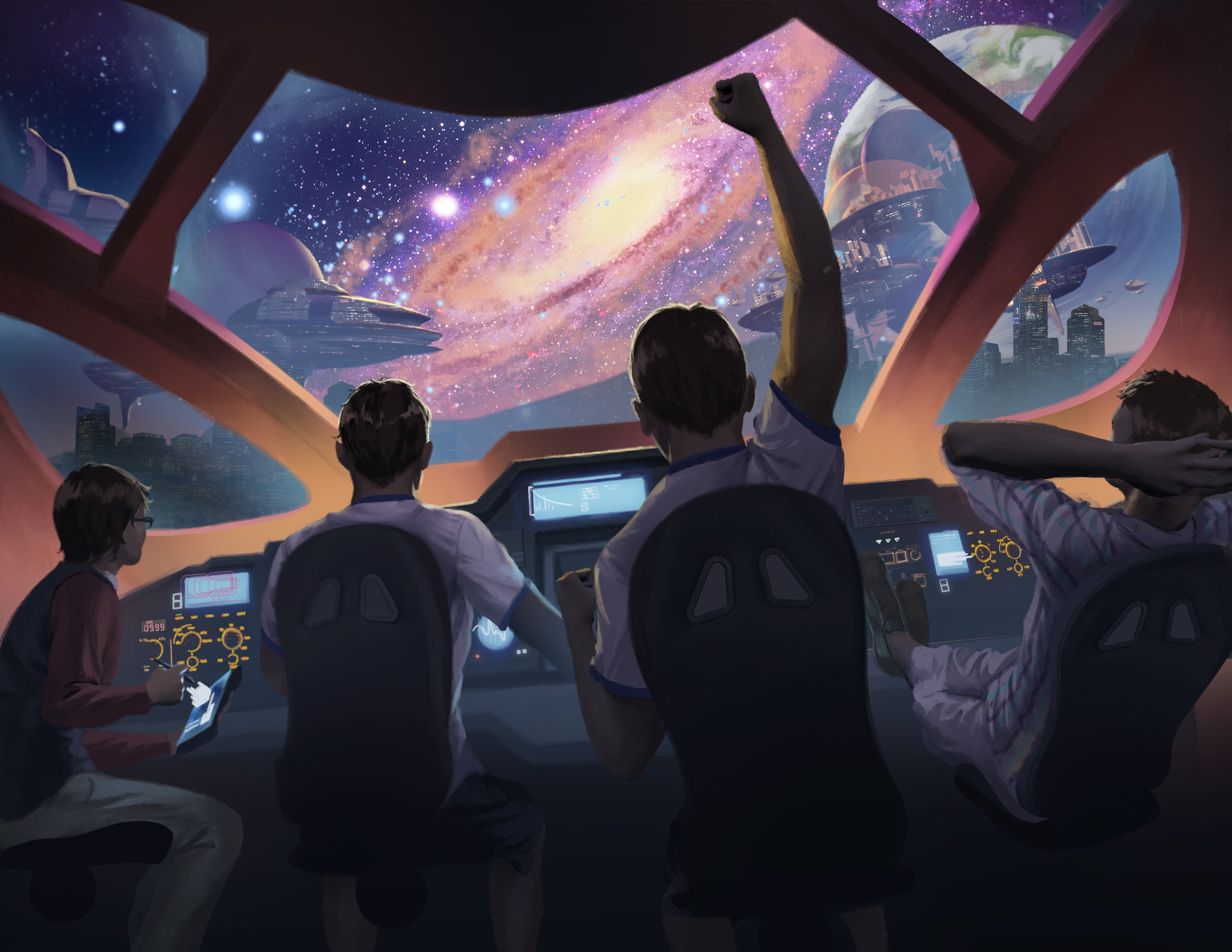 Teenage Interstellar Explorers by Steve Stark. https://i-stark.com/illustration/ An image inspired by a Kickstarter Backer.