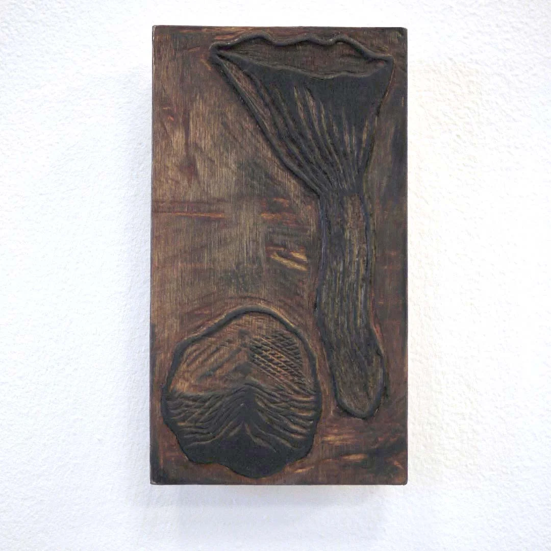 Nemotum Fungi, Two poisonous mushrooms Wood cliché (woodcut) 13.7 cm (height) x 7.6 cm (width) 2019