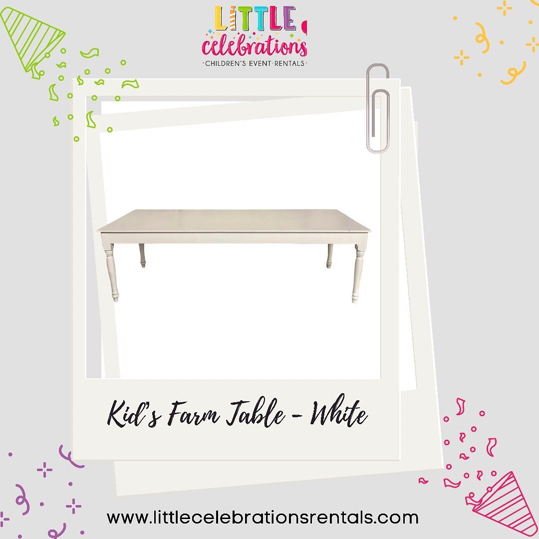 Available for rent 🎉 our kid size farm table in white. Link in bio for pricing &amp; event request submission.