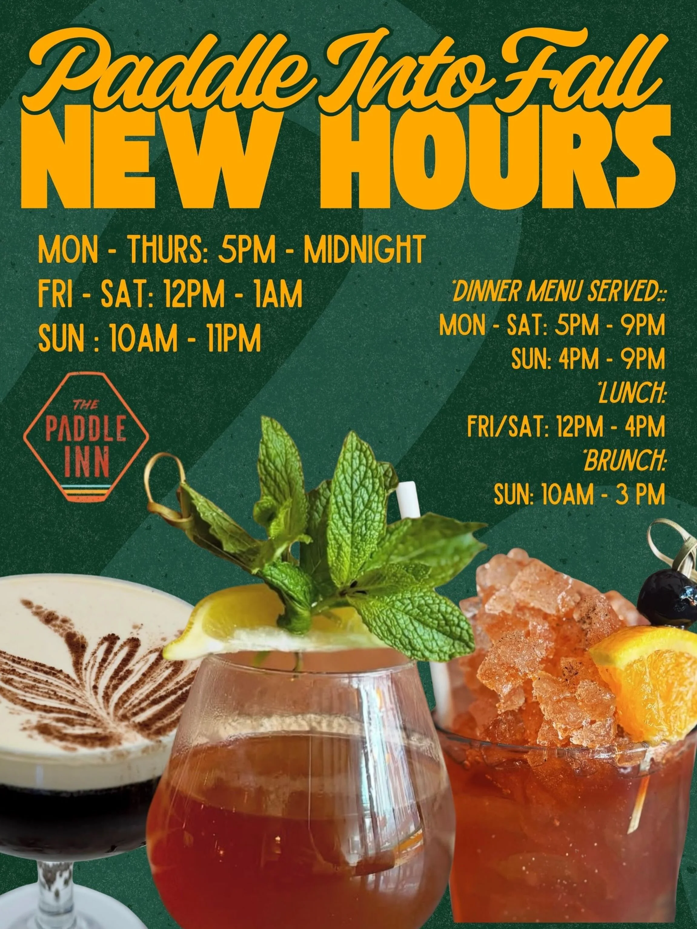It's (basically) Fall, y'all! We've switched up our hours a bit, but we're still here cranking out your faves!