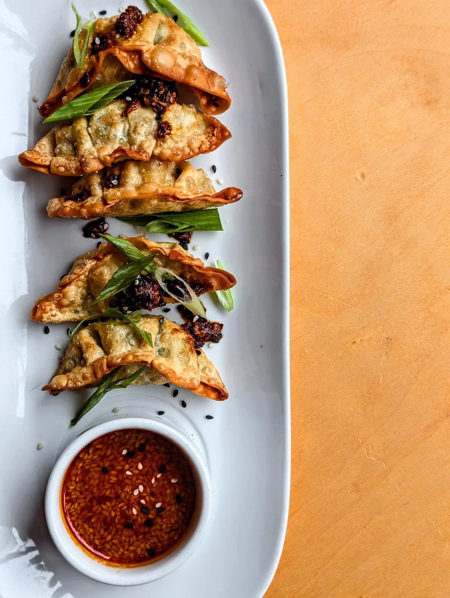 Hey y'all! Again, our new menu is OUT and we brought back ANOTHER favorite. Welcome back to the beloved edamame dumplings! Come on down and get em while they're hot! Kitchen til' 9, bar til' midnight.