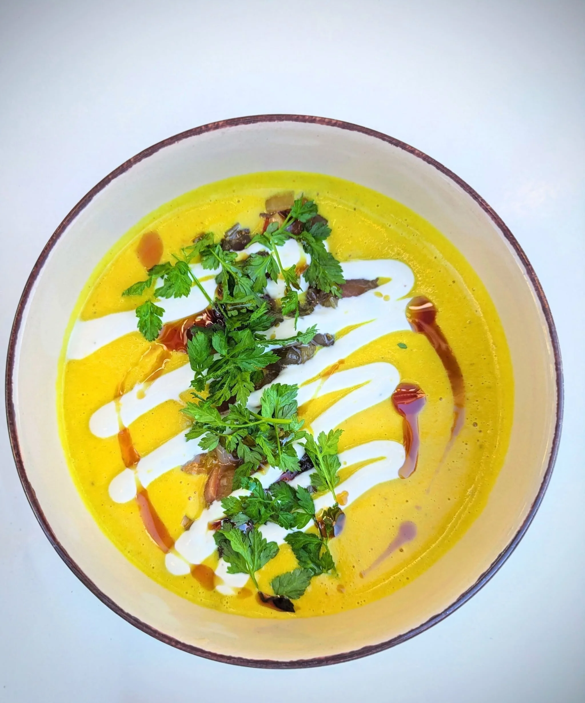 New soup alert!! Chef Mike made a beautiful roasted pumpkin bisque topped with apple and pear compote, roasted garlic and lemon cr&egrave;me fraiche, pumpkin seed oil, and chervil. It&rsquo;s everything you&rsquo;d hope and dream for in a pumpkin sou