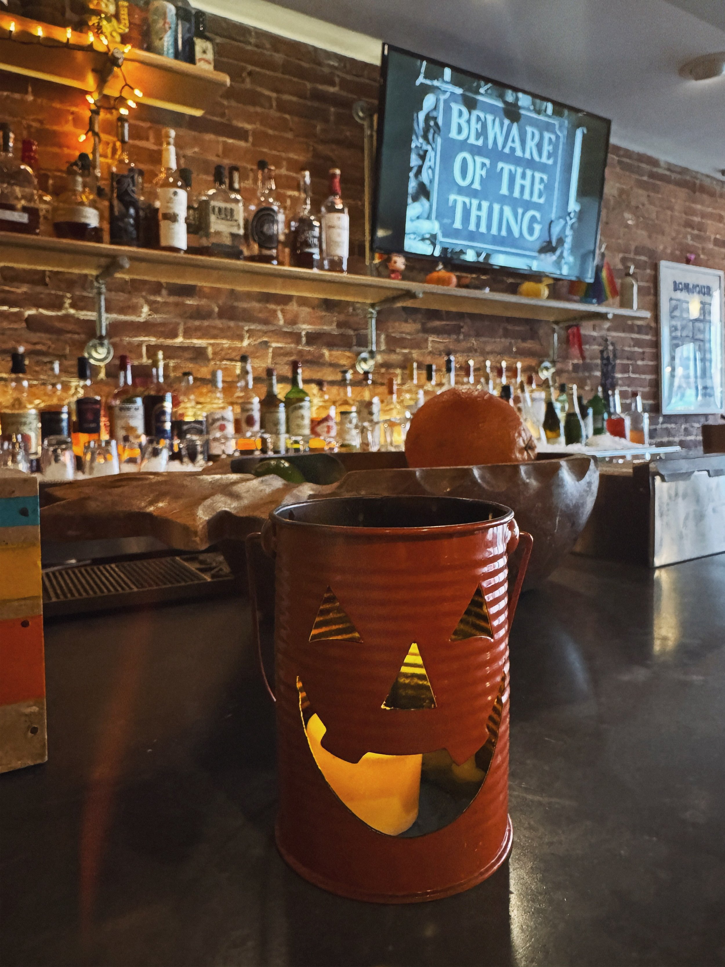 It's getting spooky in here pals! We're getting in the spirit, slinging Taco Tuesday, and vibing in here! Dinner 'til 9, drinks 'til midnight!