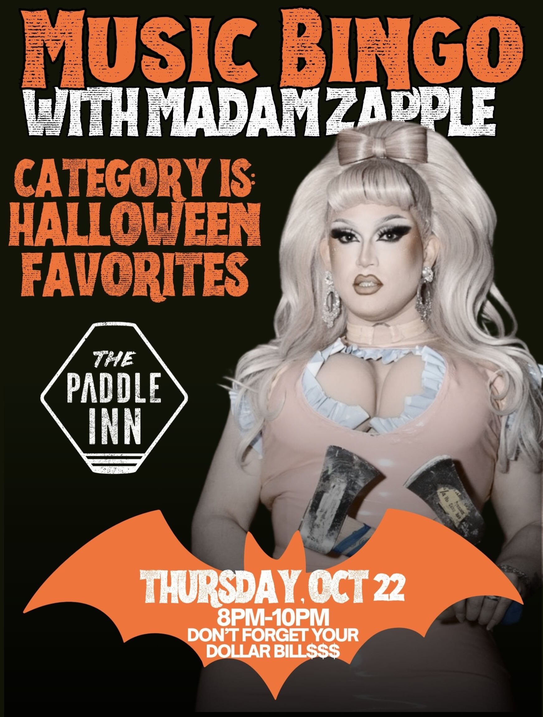 Tonight!! &lsquo;Tis the season for spooky music bingo with @madamzapple! Don&rsquo;t miss out! We&rsquo;re serving dinner from 5-9pm, bingo starts at 8pm, and drinks will be flowing &lsquo;til 12!