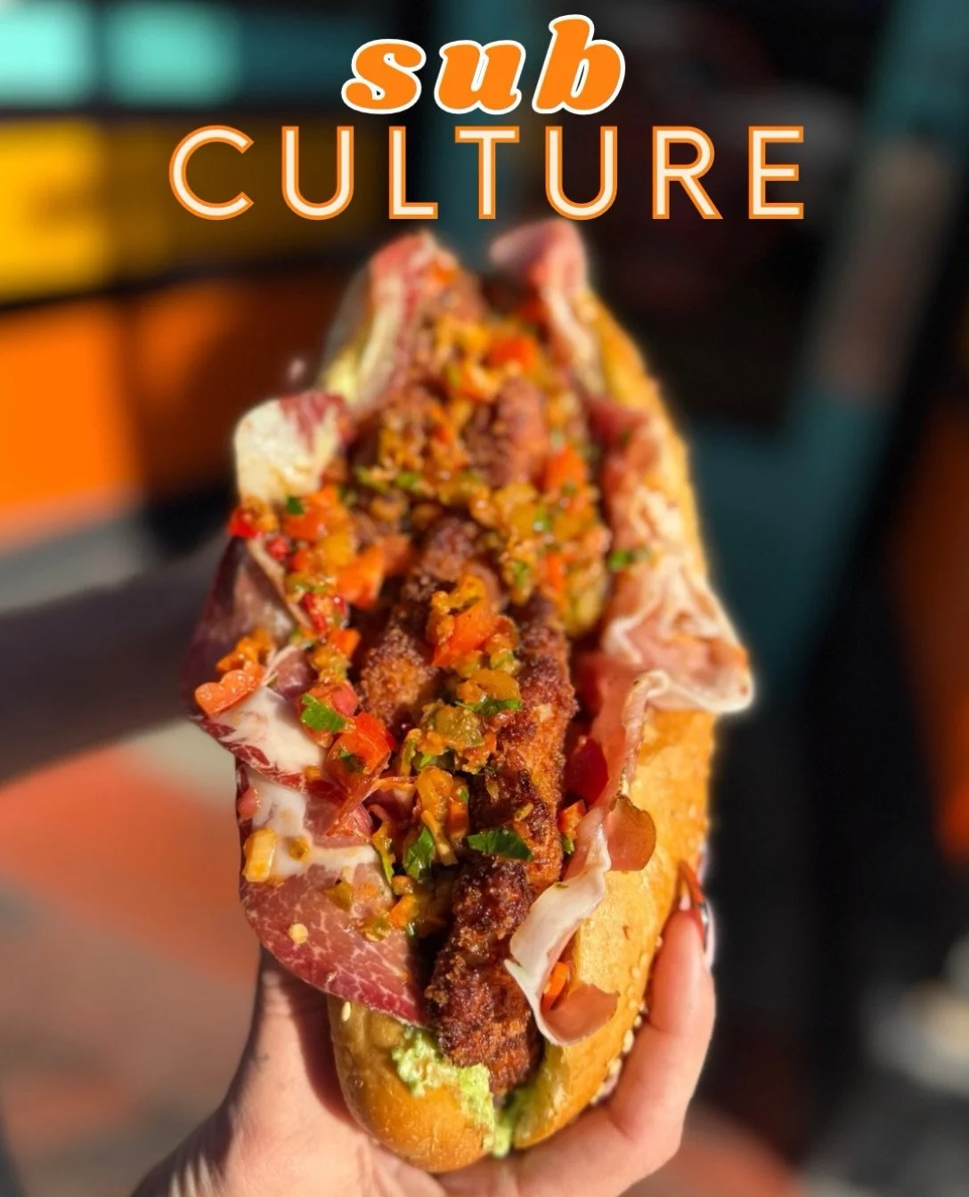 💥SUB CULTURE💥 One dope sandwich to start your weekend off right!

&bull;Chicken cutlet, prosciutto, coppa, pesto ricotta, arugula, lemon EVOO &amp; hot pepper relish!

Available Friday &amp; Saturday lunches, while supplies last! 

#subculture #NBP