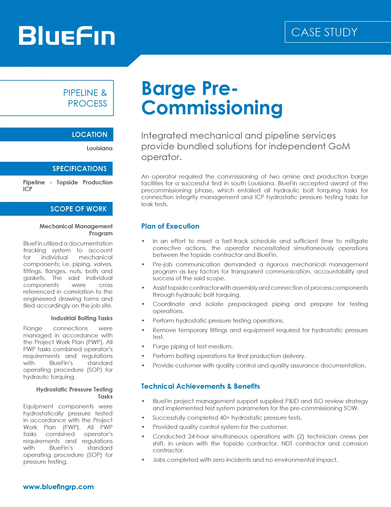 Barge Pre-Commissioning