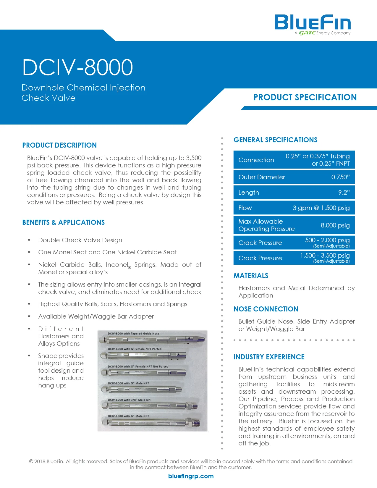 DCIV-8000: Downhole Chemical Injection Check Valve