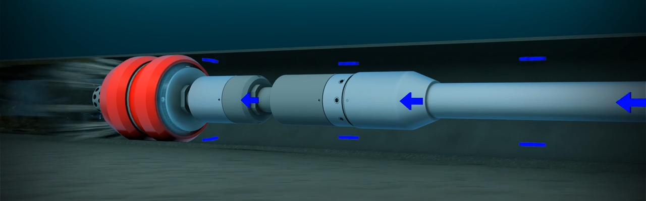 Power fluid pushes the eelReel down the line and enters tool through the screen. Power fluid can be produced oil, diesel, chemical or water.