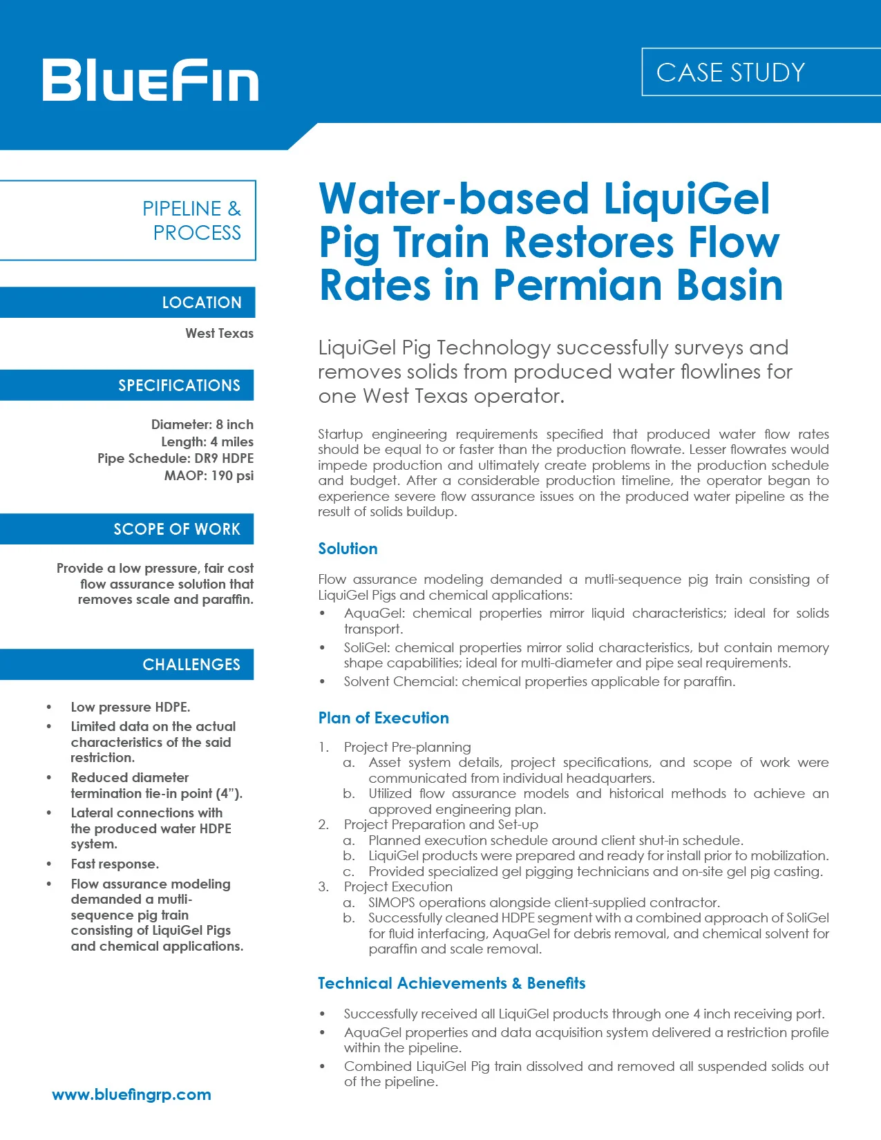 Water-based LiquiGel Pig Train Restores Flowrates in Permian Basin