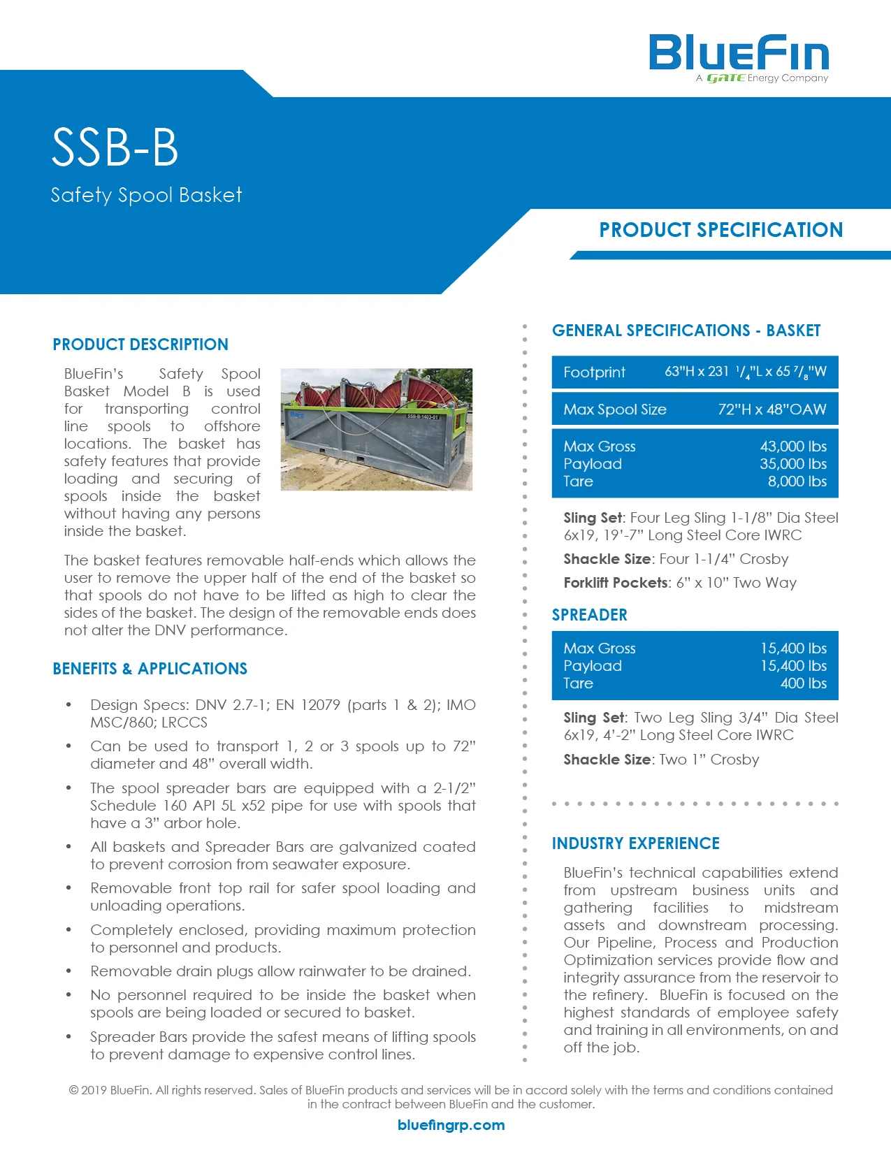 SSB-B: Safety Spool Basket, Transport 1,2 or 3 Spools