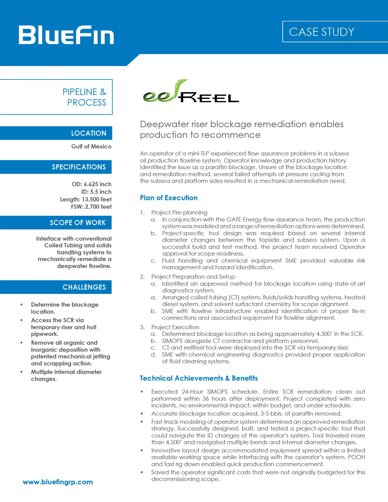 EelReel Deepwater Riser Blockage Remediation on TLP