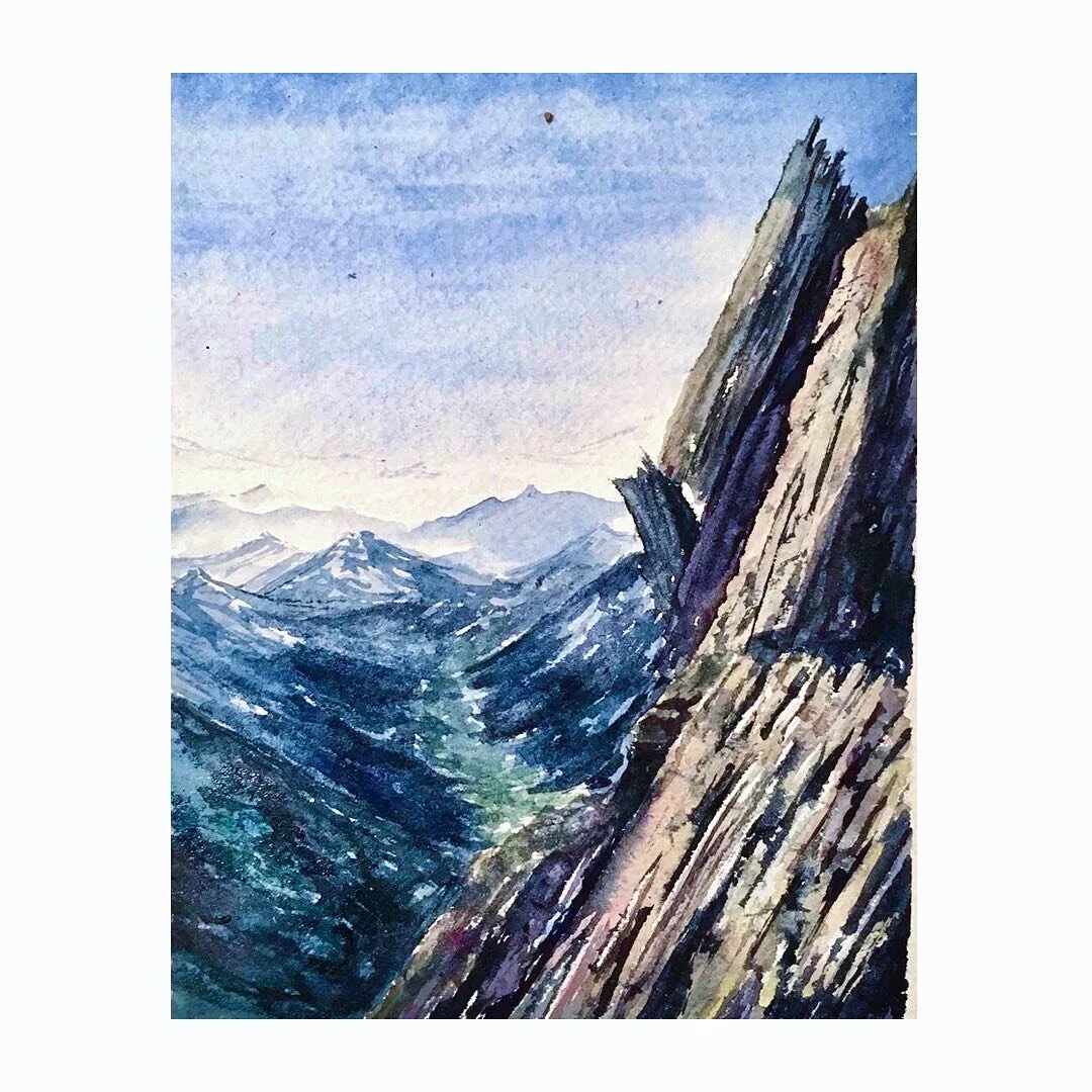 I had a rather plot-less dream last night about taking a long, Spring hike, maybe in the Alps. Or was it the Catskills? Was a dream so 🤷🏼&zwj;♀️. So here&rsquo;s a sketch from a while back, while on a sun drenched May stroll near Chamonix.