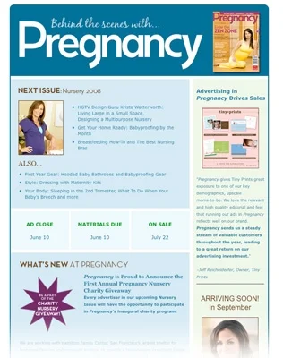 Email template design: Pregnancy Magazine
