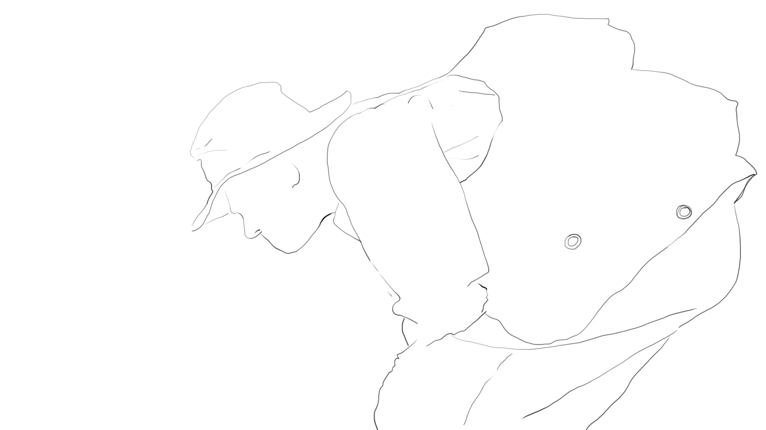 This is one drawing from a series where I traced the posture of the researcher of the snail as he worked counting each of the snails individually. These drawings feature in the animation I made, This Place , 2016