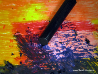 Once you have colored a section of the paper, go over it with a darker tone. I chose a deep blue-violet.