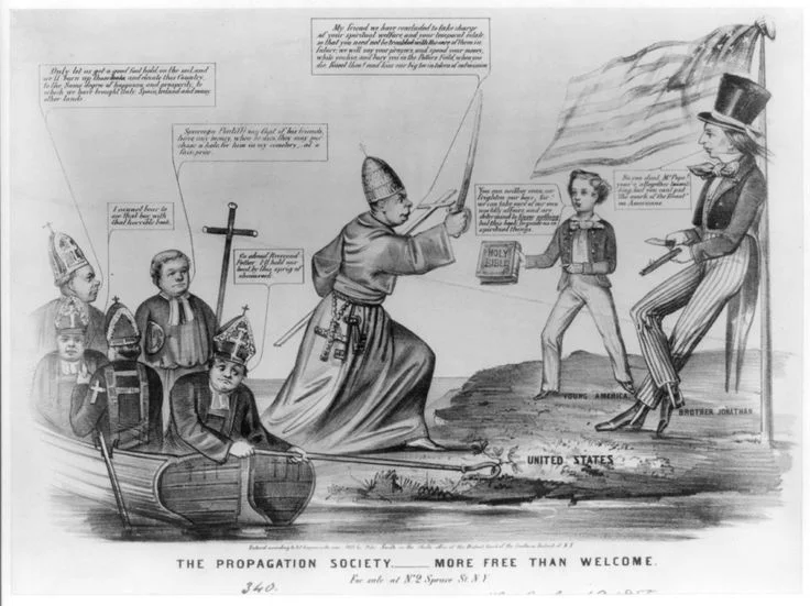 Anti-Catholic cartoon circa 1855 via t he Library of Congress