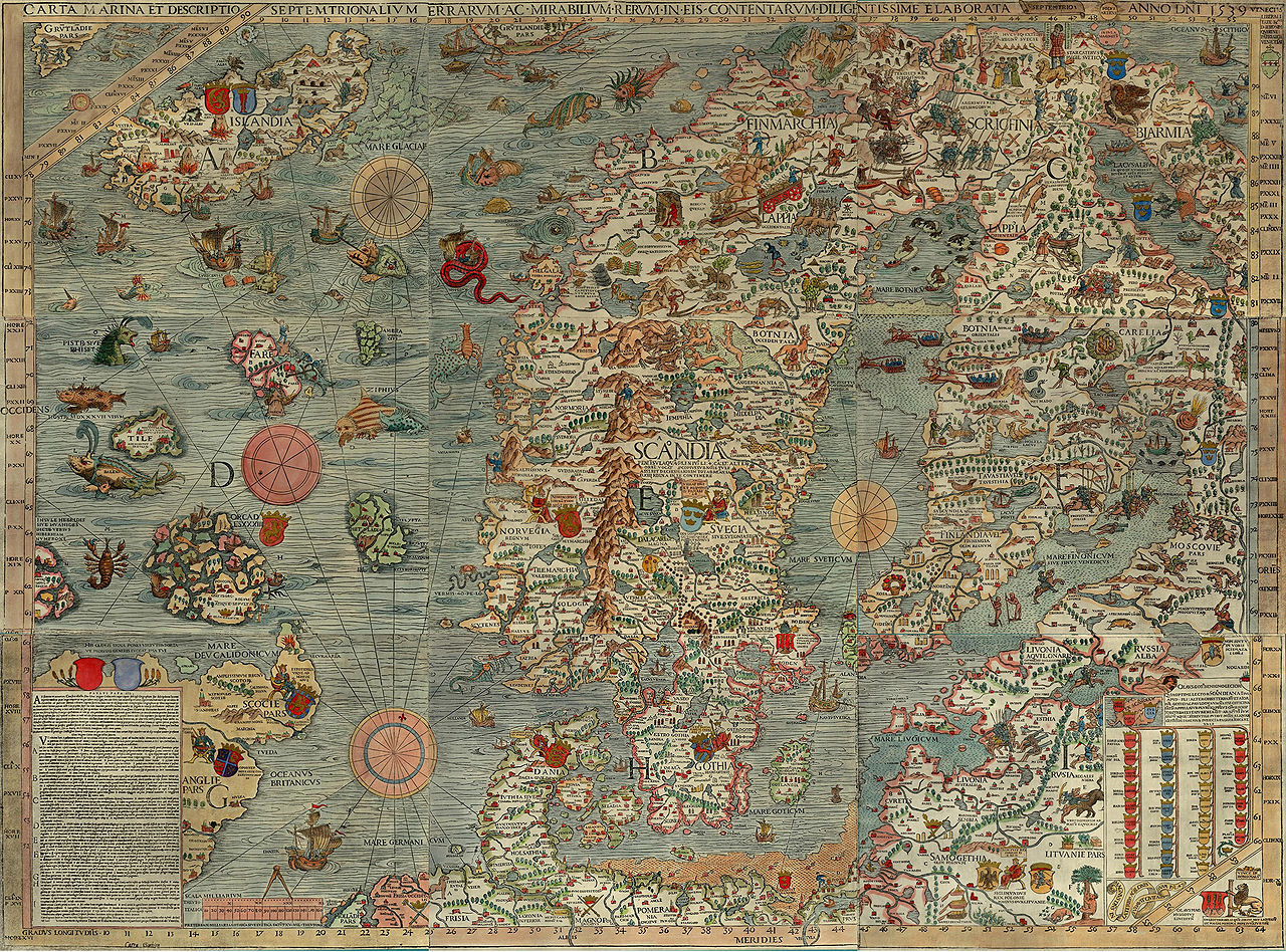 Olaus Magnus’s Carta Marina , via Wikimedia Commons