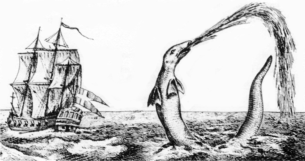 A depiction of the sea serpent reported by Hans Egede, via Wikimedia Commons