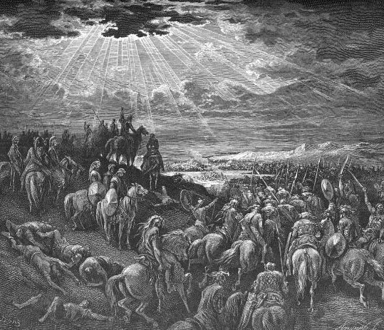 "Joshua Commanding the Sun to Stand Still" by Gustave Dore, via Wikimedia Commons