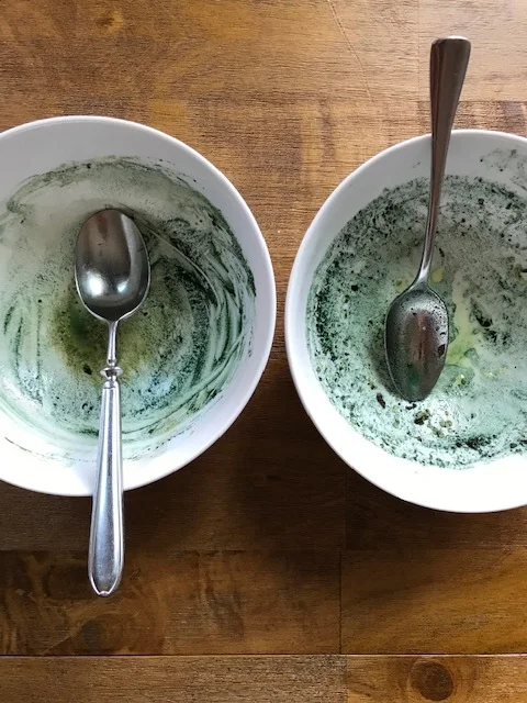 Green bowls and green teeth!