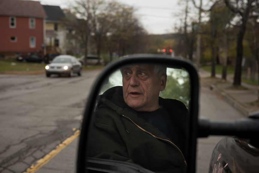 Bill Hummel, 69, who has worked as a tow-truck driver since 1959, sits in his tow truck in Youngstown, Ohio on Oct. 26, 2016.