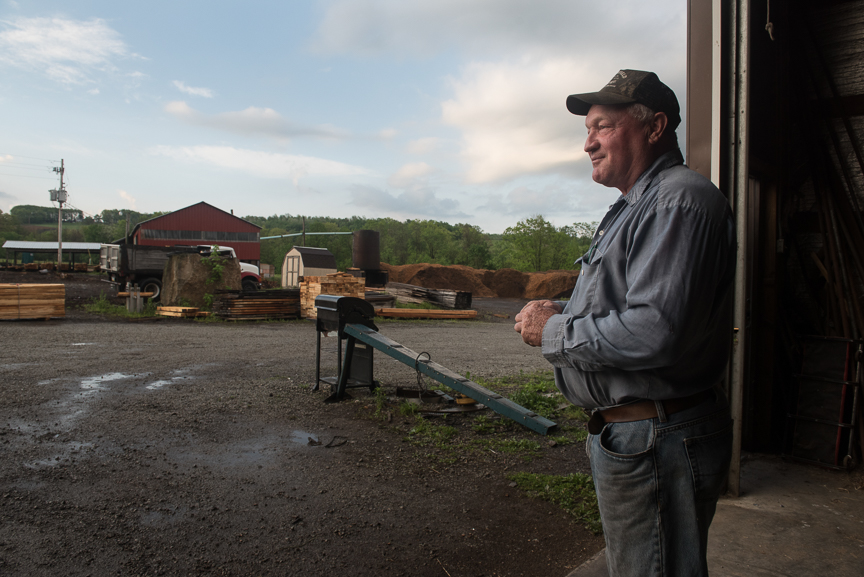 George Critchfield, 59, owner of Critchfield Lumber, stands at his mill on May 19, 2017 in Jenner Township, Pa. The new Corsa Coal Corporation mine has purchased lumber from Critchfield's lumber mill, which borders the new mine site. He is excited about the mine's opening and feels the mine has saved his business. "It's a trickle down effect," he says. "That's what you need, good paying jobs instead of McDonalds and Walmart." Justin Merriman for The Wall Street Journal