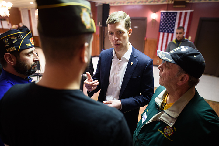  Conor Lamb speaks with veterans at a campaign event at the American Legion Post 902 on Saturday, January 13, 2017 in Houston, Pa.  