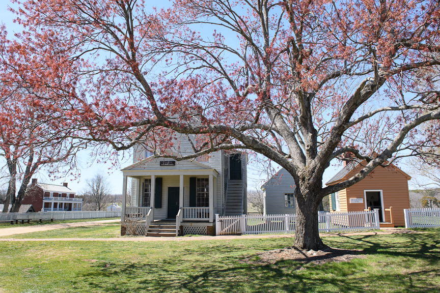  Meeks Store, constructed in 1852, sits beneath a tree at Appomattox Court House National Park on Monday, March 26, 2018 in Appomattox, Virginia. 