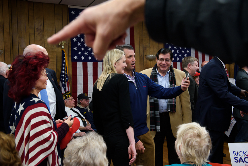  Donald Trump Jr. gets a photo taken after speaking at a campaign rally for Rick Saccone, the Republican candidate for Pennsylvania's 18th congressional district, at the Blaine Hill volunteer fire department on Monday, March 12, 2018 in Elizabeth Tow