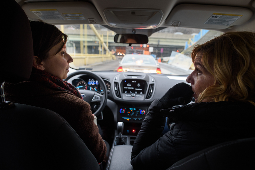  Operation Safety Net's Janice Kochik, a nurse practitioner (right), and Calla Kainaroi, an outreach specialist, drive around Pittsburgh checking on people experiencing homelessness.  