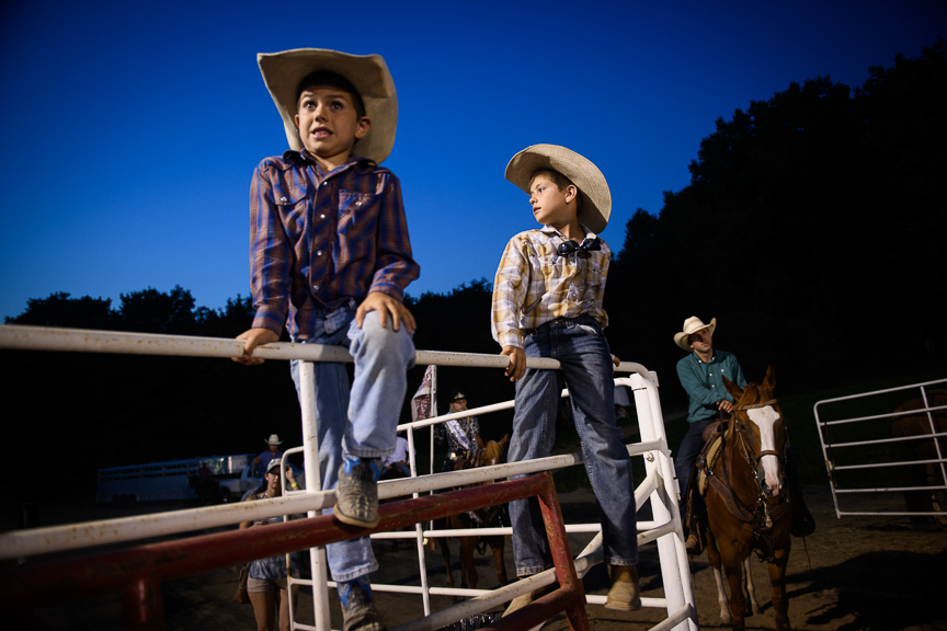  Cash Austin Lee Markel, 9, right, and his brother, Carter James Callahan, 6, of Dover, Pa., sit on fencing as they watch the Fort Armstrong Championship Rodeo on Friday, July 13, 2018 at the Crooked Creek Horse Park in Ford City, Pa. 