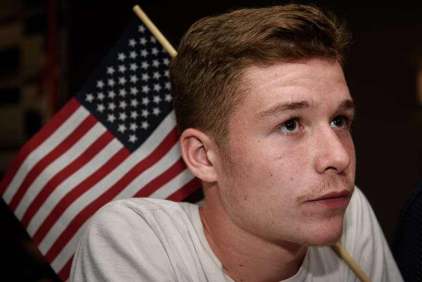  Caleb Hall, 15, of Newark, Ohio, a supporter of Republican congressional candidate Troy Balderson, watches returns in Ohio's special election for the 12th Congressional District at Balderson's election night party at the DoubleTree by Hilton Hotel o