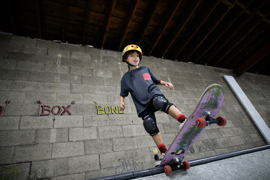  Nico Newton, 7,  of Wilkins Township, skates at Switch and Signal Skatepark on Sept. 1, 2018 in Swissvale, Pa. 